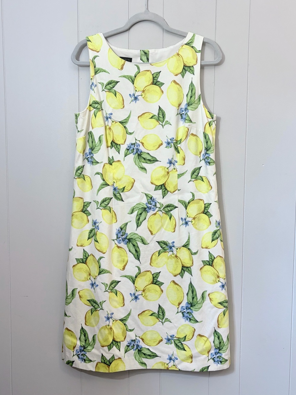 Talbots White Lemon Print Sleeveless Midi Shift Dress Nostalgic Summer Size 10 - Picture 1 of 7